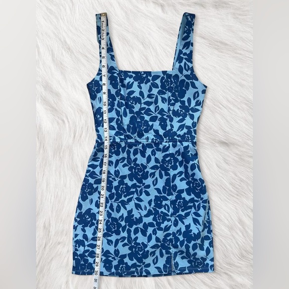 Trixxi Blue Floral Square Neck Bodycon Mini Dress | Size Small - Picture 7 of 7